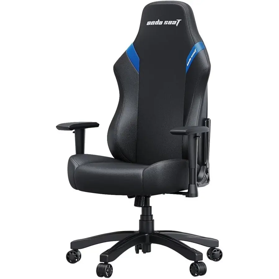 AndaSeat Luna Gaming Chair | Ergonomic Reclining, PVC Leather Computer Home Office Chair, Creative Rocking Function, Moulded Foam | Black and Blue