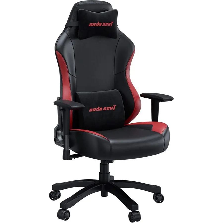 AndaSeat Luna Gaming Chair | Ergonomic Reclining, PVC Leather Computer Home Office Chair, Creative Rocking Function, Moulded Foam | Black and Red