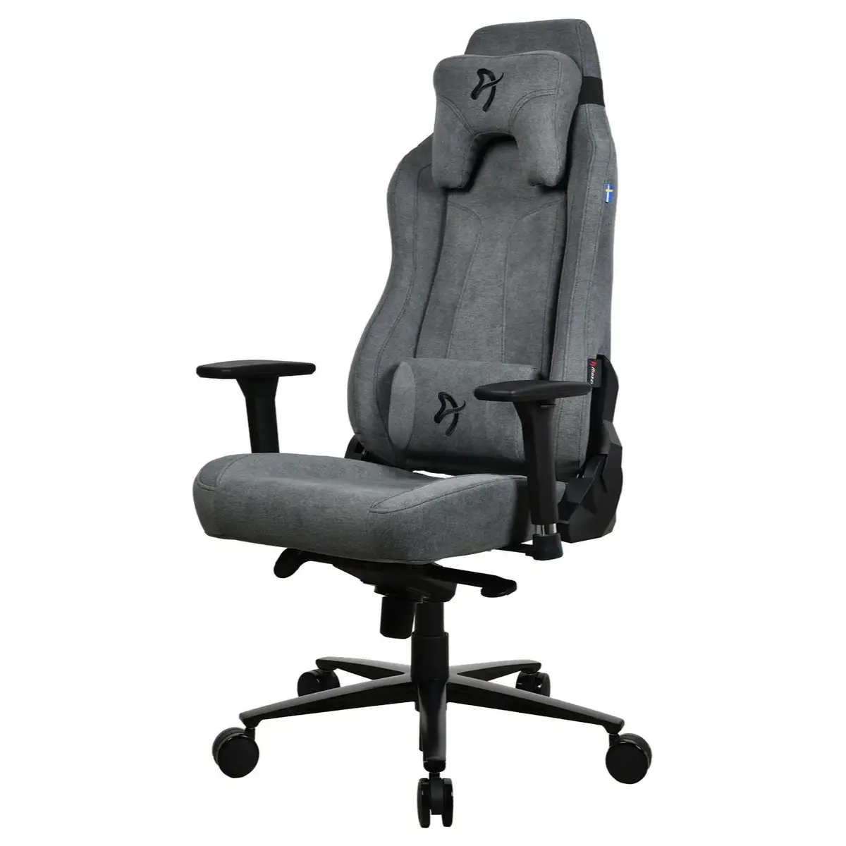 Arozzi Vernazza Soft Fabric Ergonomic Office and Gaming Chair, Durable Upholstery, Cold Cured Molded Foam, 3D Ergonomic Armrests, Adjustable Lumbar Pillow, Soft Neck and Lumbar Support Pillows, Ash Grey