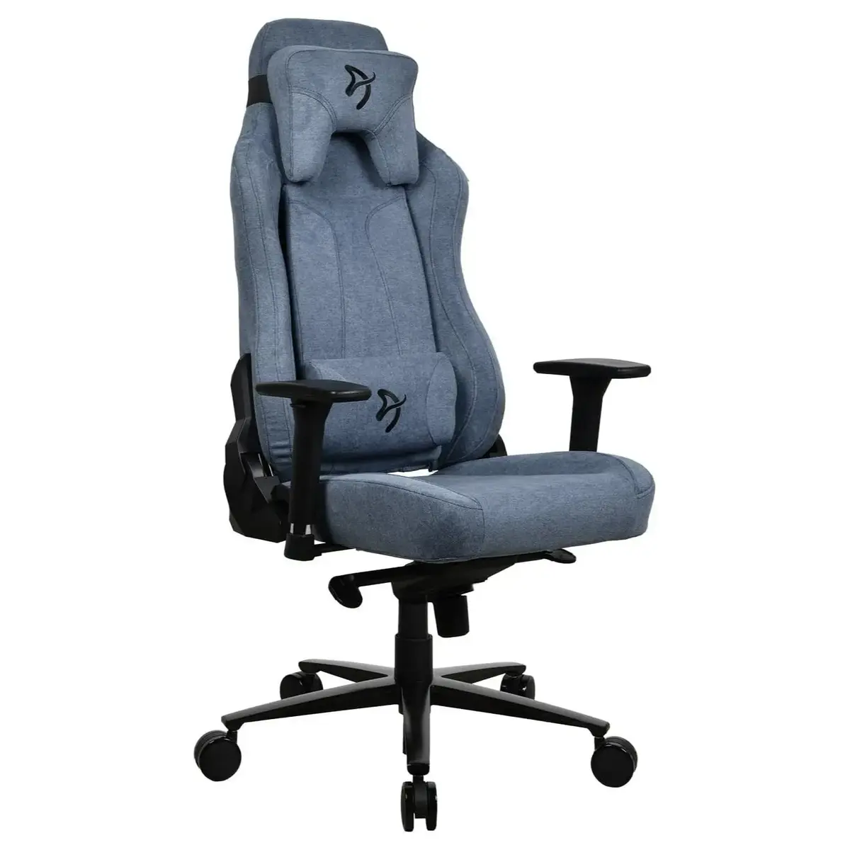 Arozzi Vernazza Soft Fabric Ergonomic Office and Gaming Chair, Durable Upholstery, Cold Cured Molded Foam, 3D Ergonomic Armrests, Pro Mechanism, Neck and Lumbar Support Pillows, Blue
